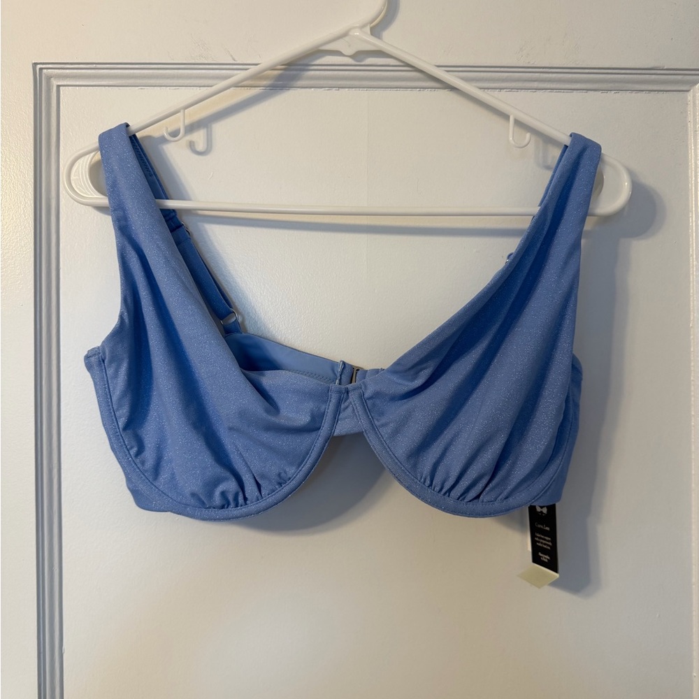 NWT- Abercrombie & Fitch Sparkly Light Blue Curve Love Underwire Bathing Top